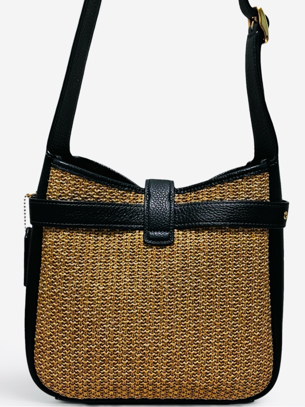 COACH Hadley Convertible Straw and Pebble Leather Crossbody/Shoulder Bag - Picture 12 of 15